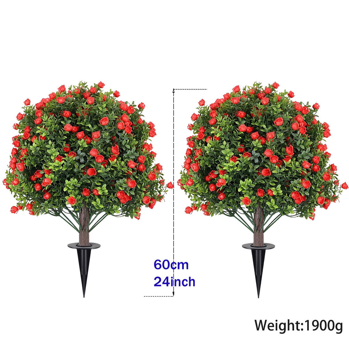 EVERIVELLE Artificial Red Rose Topiary Trees