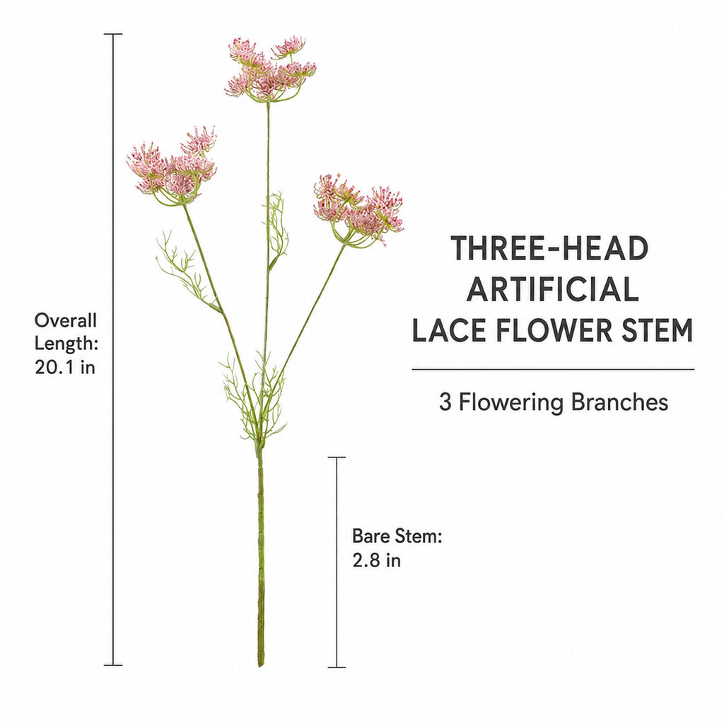 EVERIVELLE Three-Head Artificial Lace Flower Stem