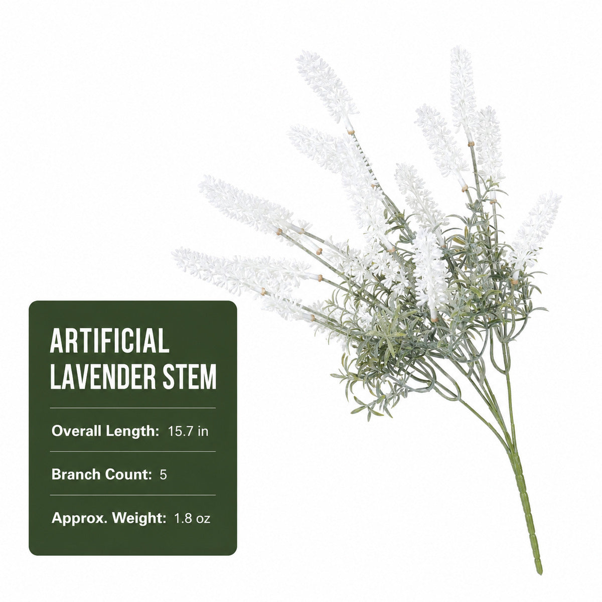 EVERIVELLE 15.7-Inch Five-Branch Artificial Lavender Stem
