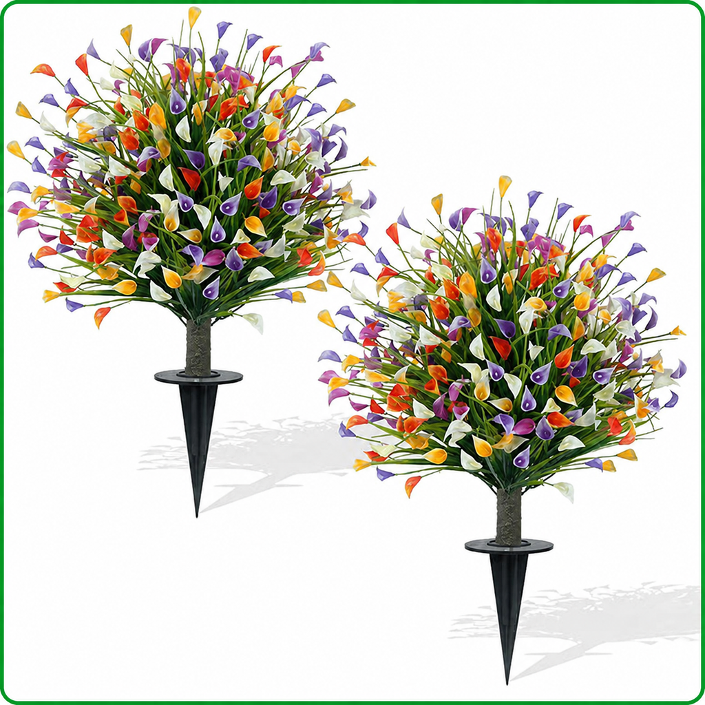 EVERIVELLE Multicolor Artificial Calla Lily Garden Stake