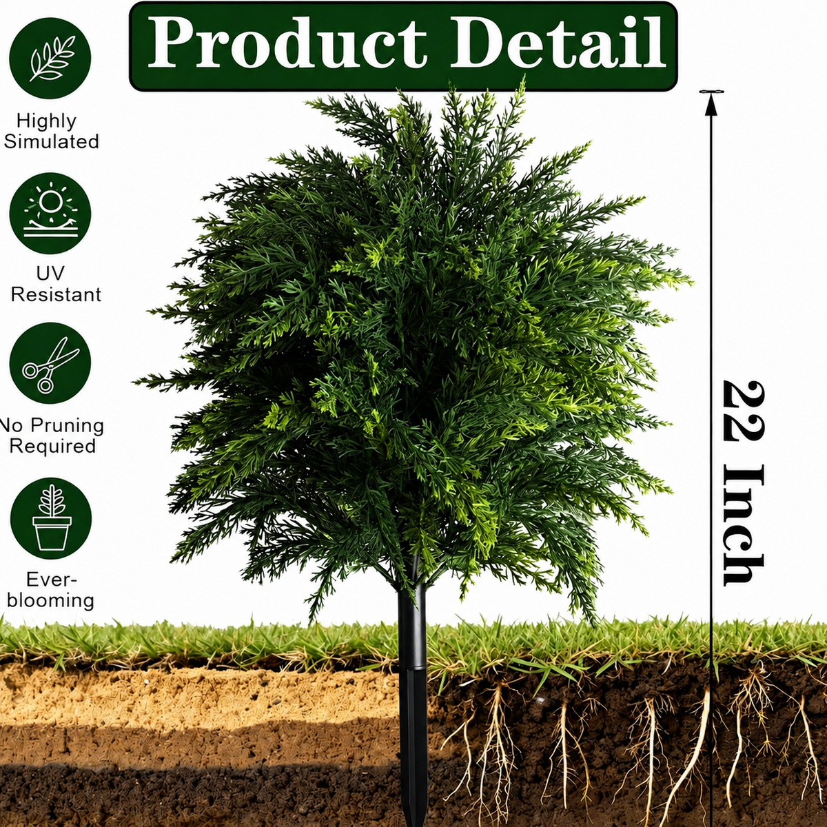 EVERIVELLE Artificial Pine & Cypress Garden Stake