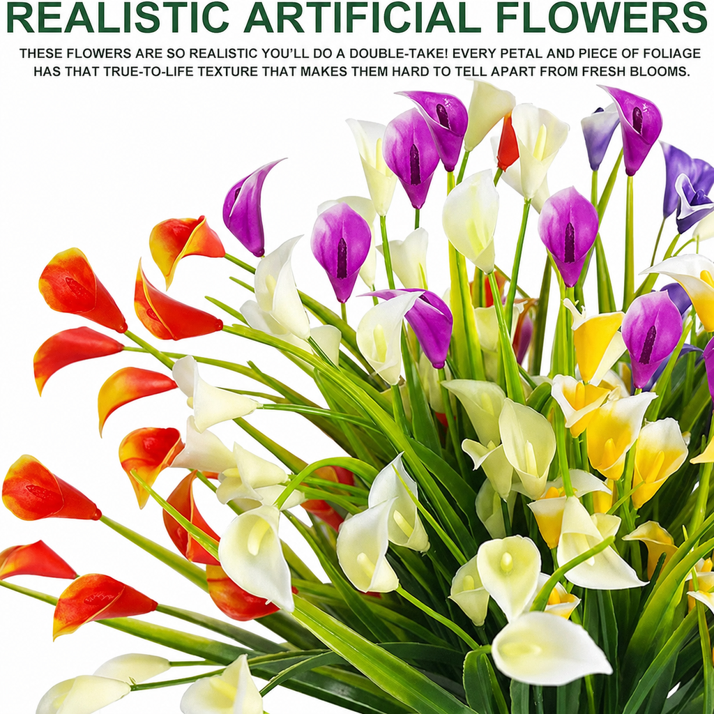 EVERIVELLE Multicolor Artificial Calla Lily Garden Stake
