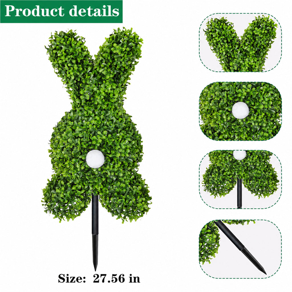 EVERIVELLE Artificial Boxwood Easter Bunny Garden Stake