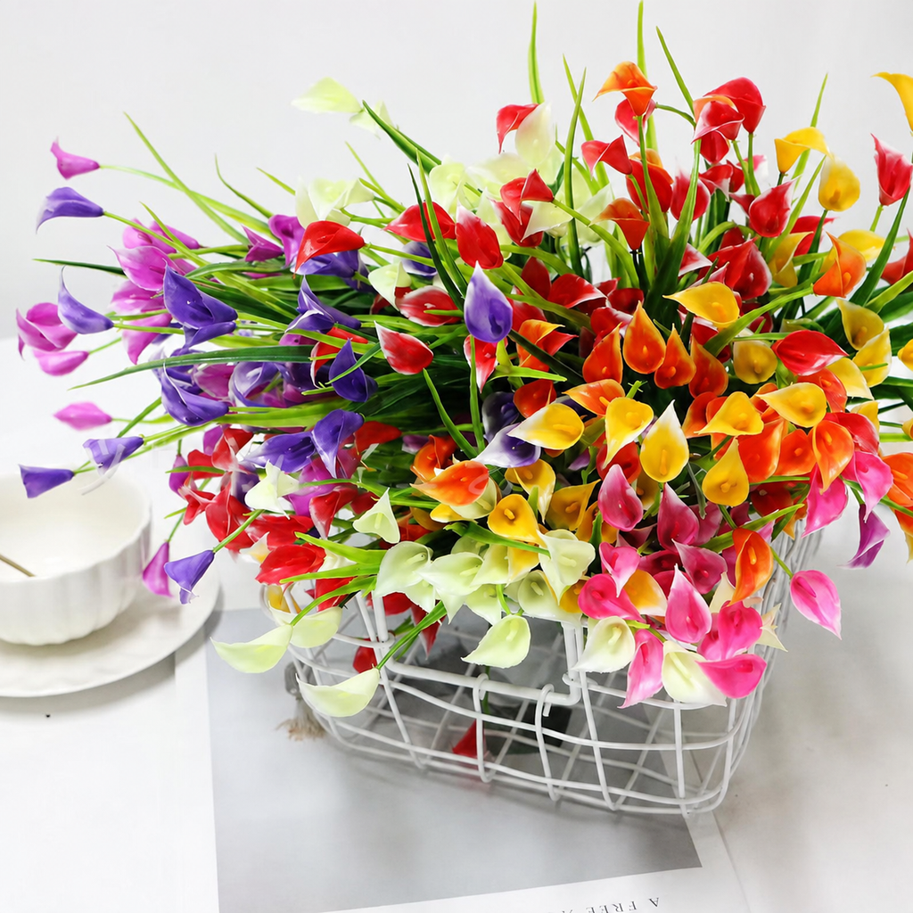 EVERIVELLE Multicolor Artificial Calla Lily Garden Stake