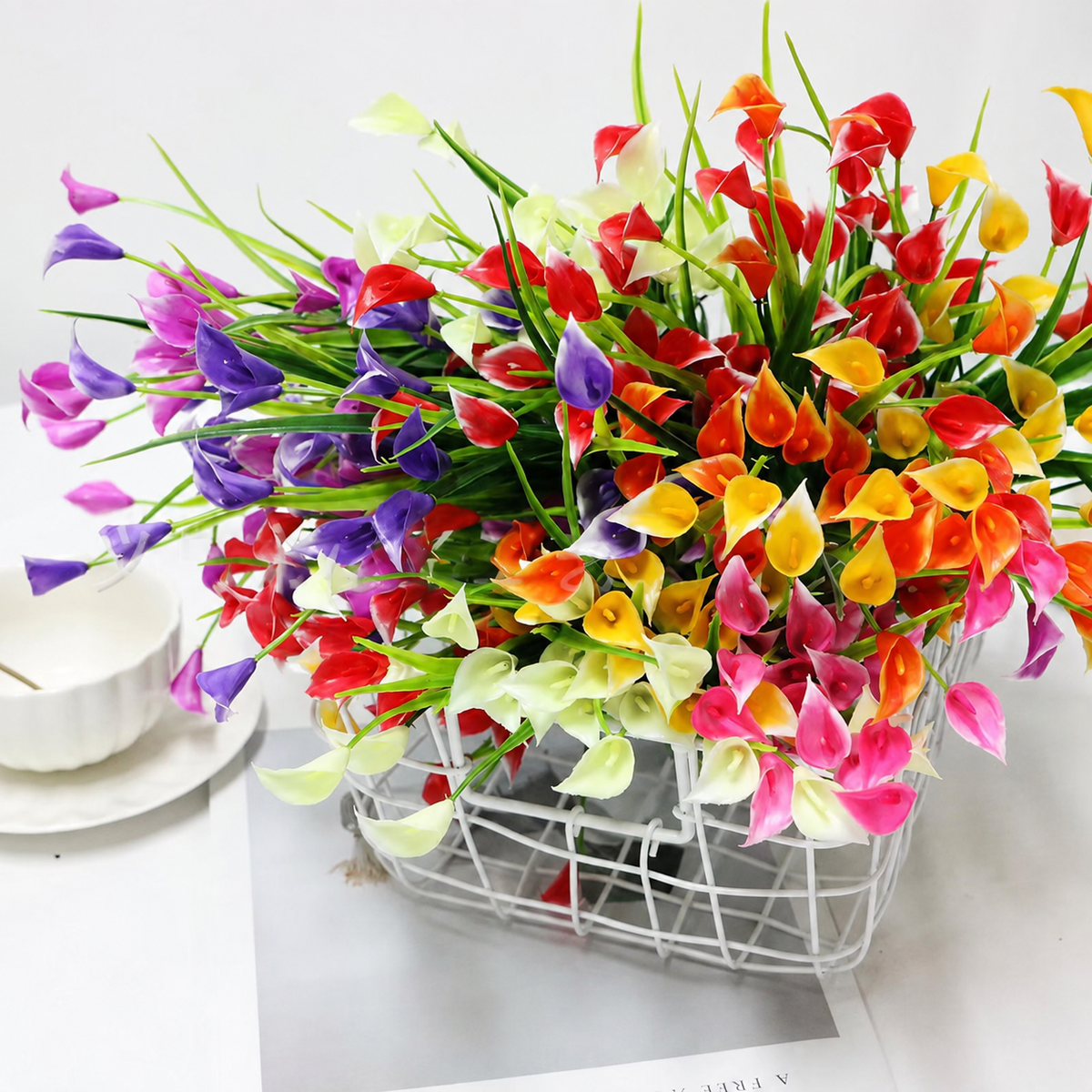 EVERIVELLE Multicolor Artificial Calla Lily Garden Stake