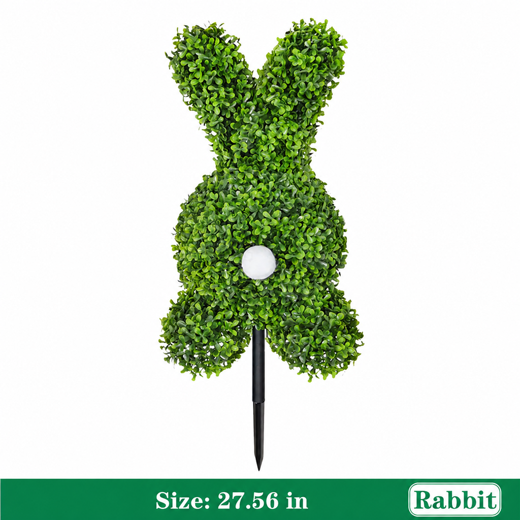 EVERIVELLE Artificial Boxwood Easter Bunny Garden Stake