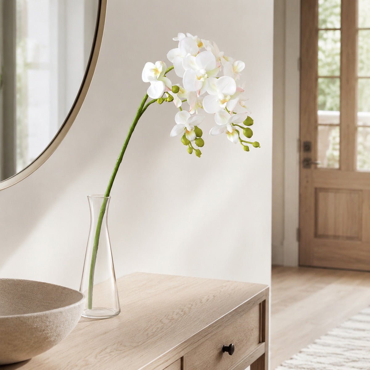 EVERIVELLE Three-Branch Artificial Phalaenopsis Orchid Stem