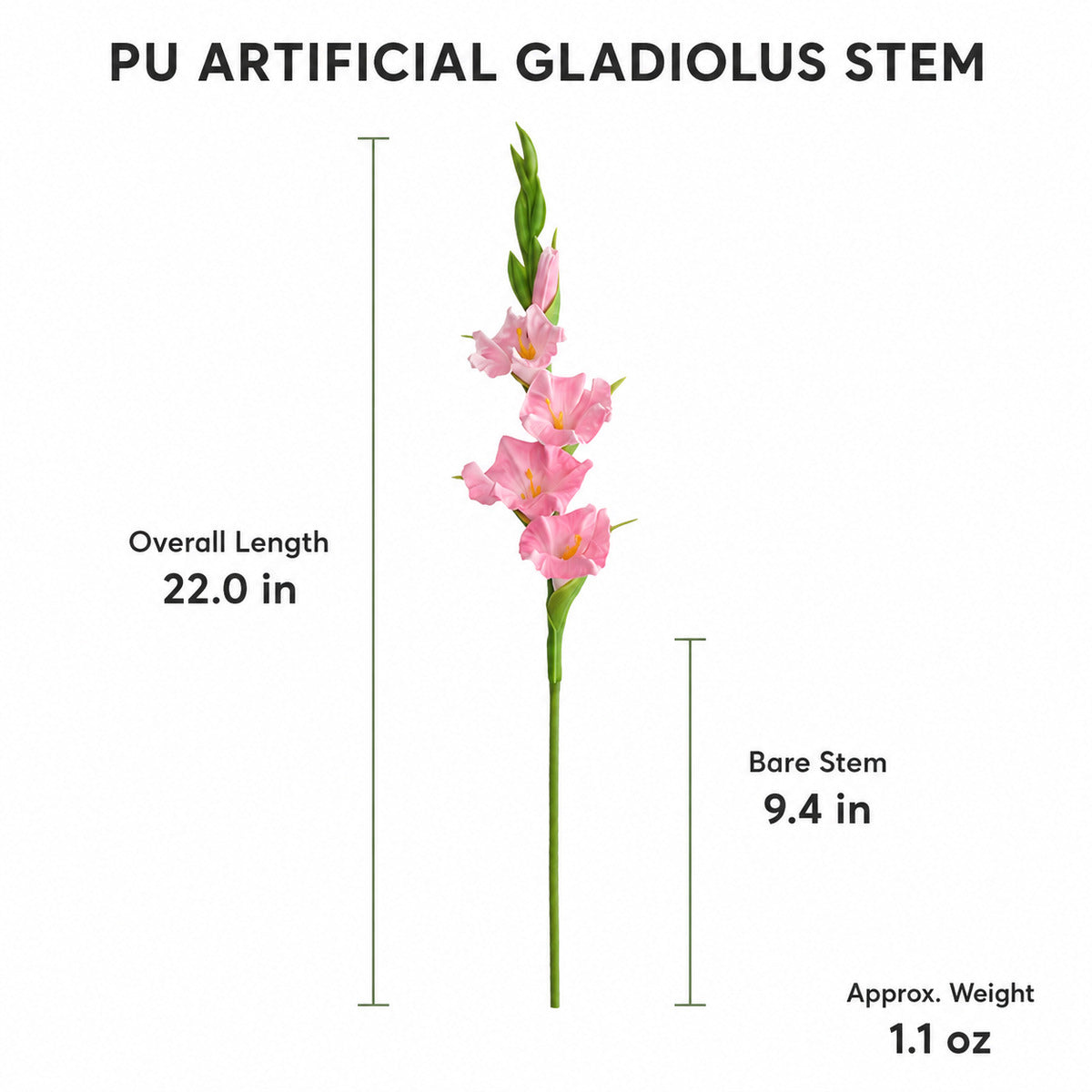 EVERIVELLE 22-Inch PU Artificial Gladiolus Stem