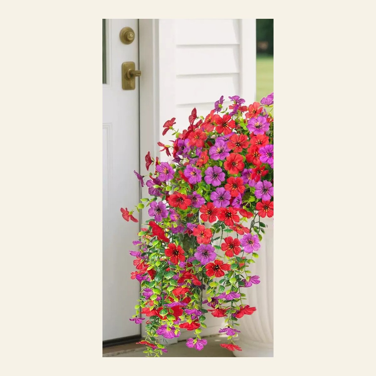 EVERIVELLE Hanging Artificial Eucalyptus & Violet Floral Spray