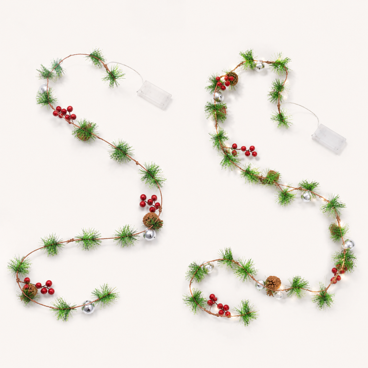 Berry pine garland straight and branched styles
