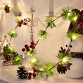 Berry pine garland warm white lights snowman