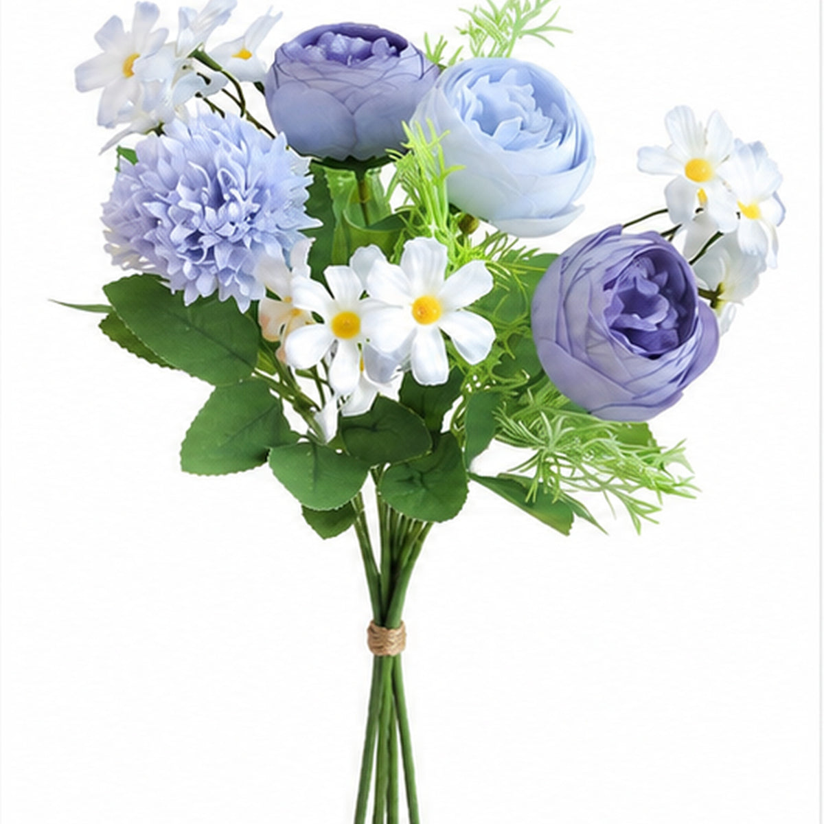 EVERIVELLE 12.2-Inch Seven-Head Artificial Tea Rose Mixed Bouquet