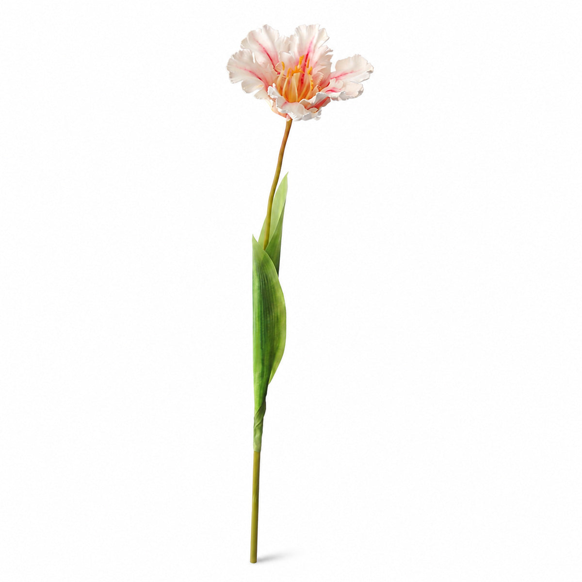 Blush Pink 27.2-Inch Six-Head Flocked Artificial Ranunculus Stem on a pure white background