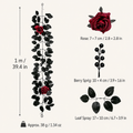 Burgundy rose black berry garland 1m specs