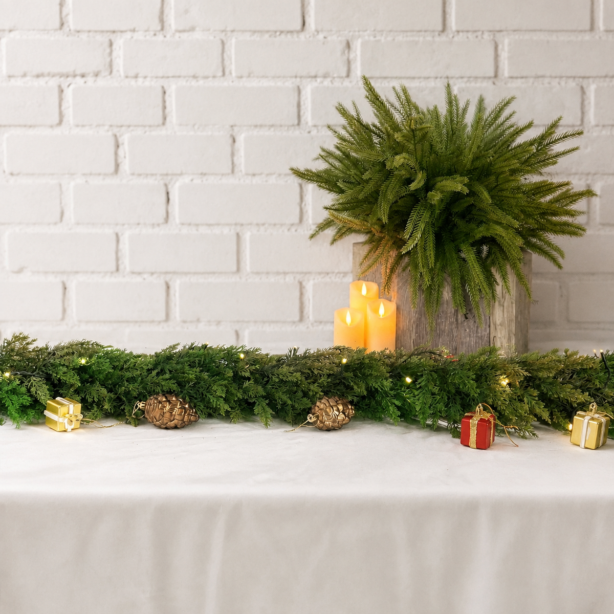 Cedar garland green tabletop christmas