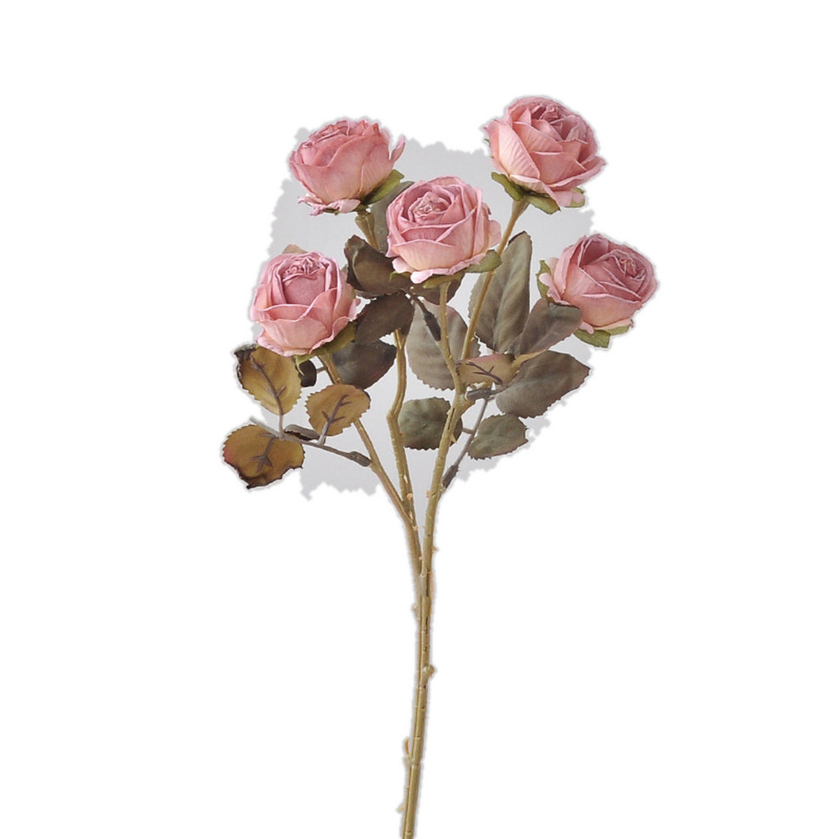 EVERIVELLE Five-Head Vintage Burnt-Edge Artificial Rose Stem