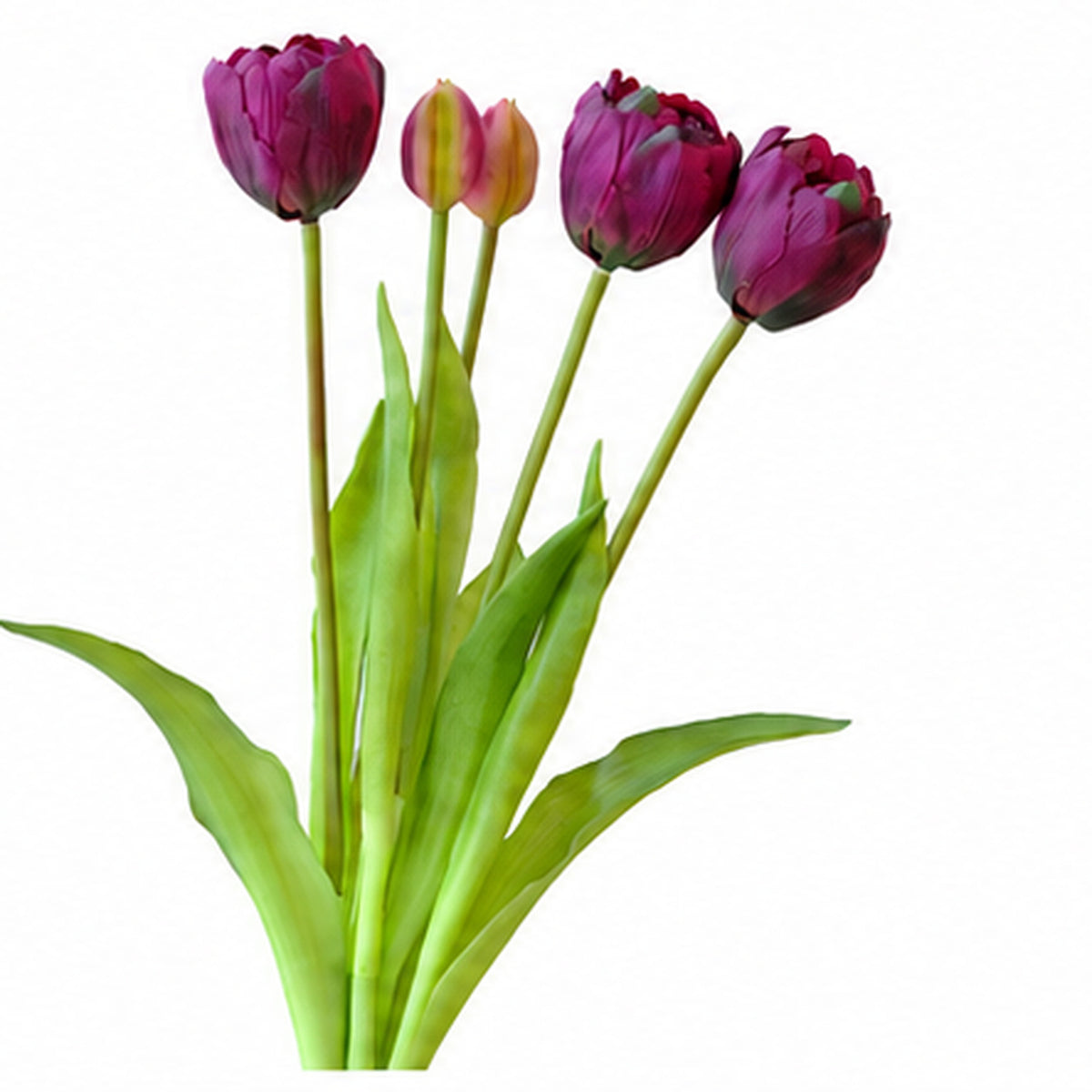 EVERIVELLE 15.7-Inch Five-Head Multi-Layer Soft-Touch Tulip Bouquet