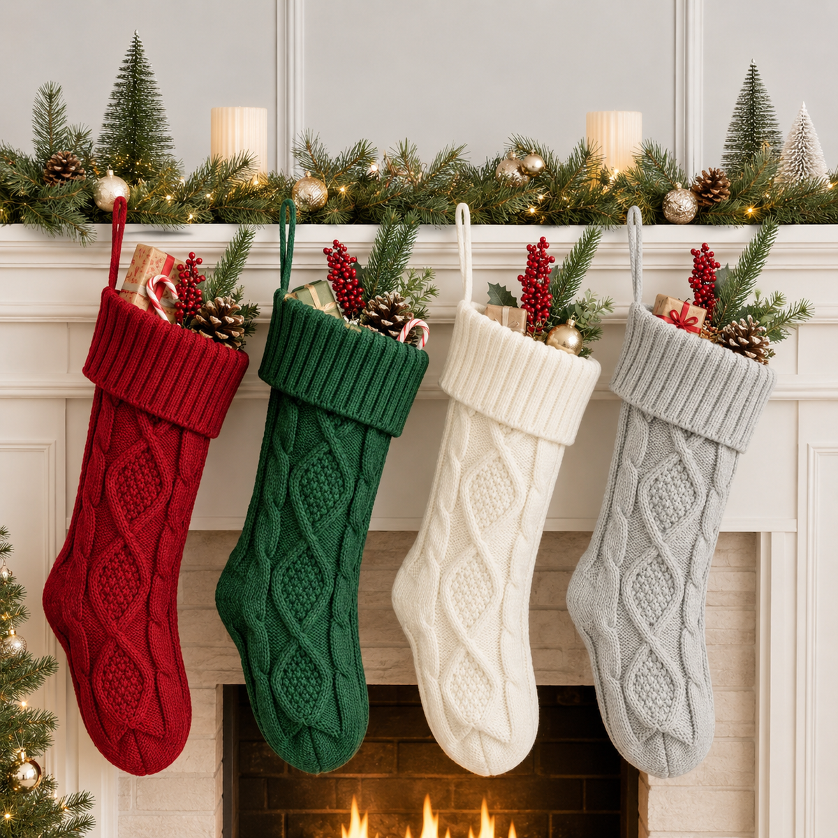 Diamond knit stockings four color collection