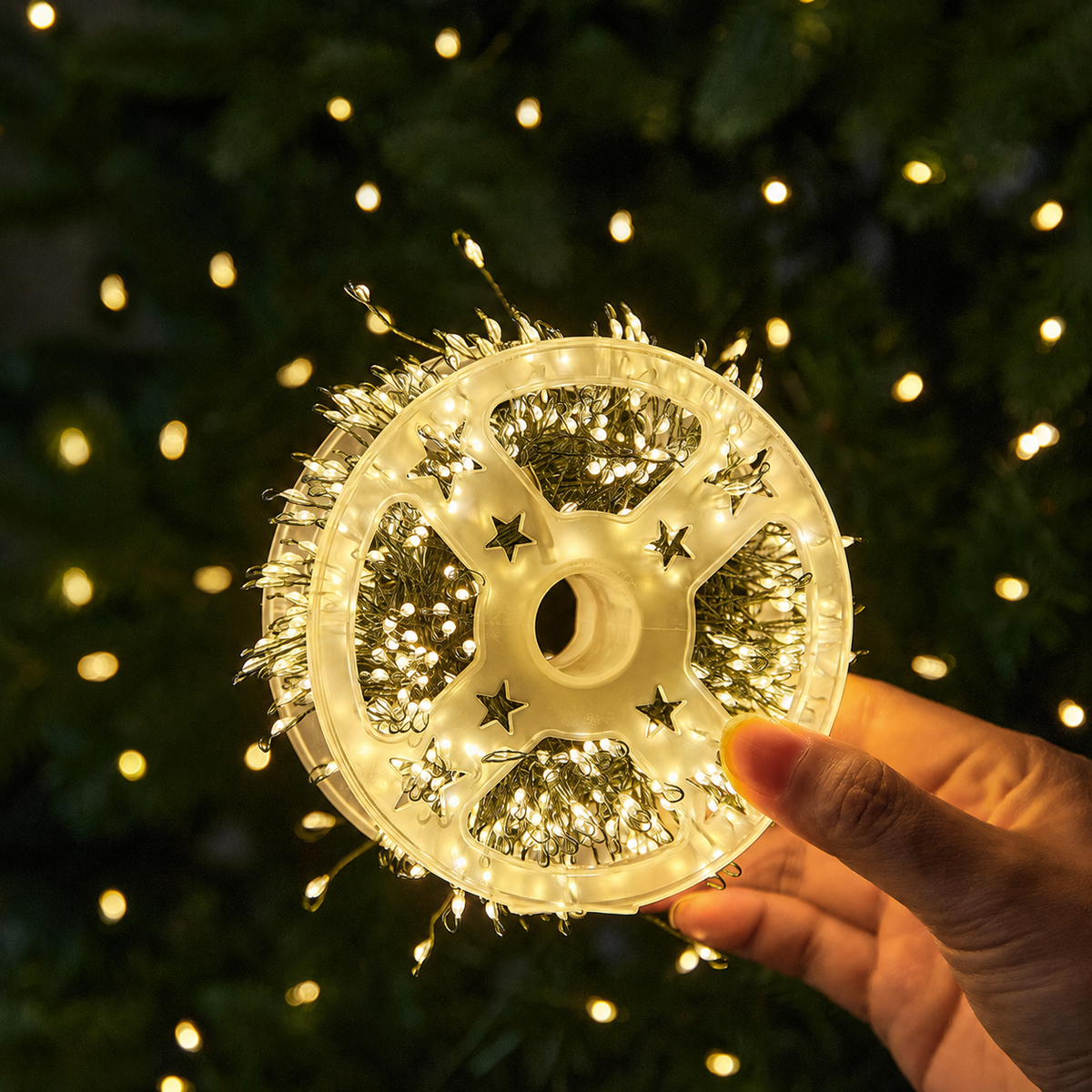 Firecracker string lights warm white reel front