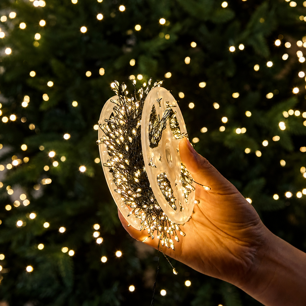 Firecracker string lights warm white reel side