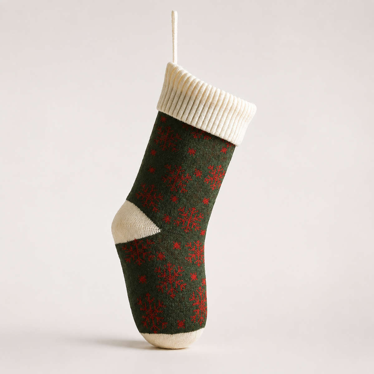 Forest ivory red snowflake stocking