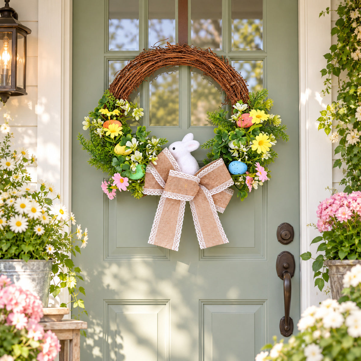 Easter Bunny & Wildflower Grapevine Wreath