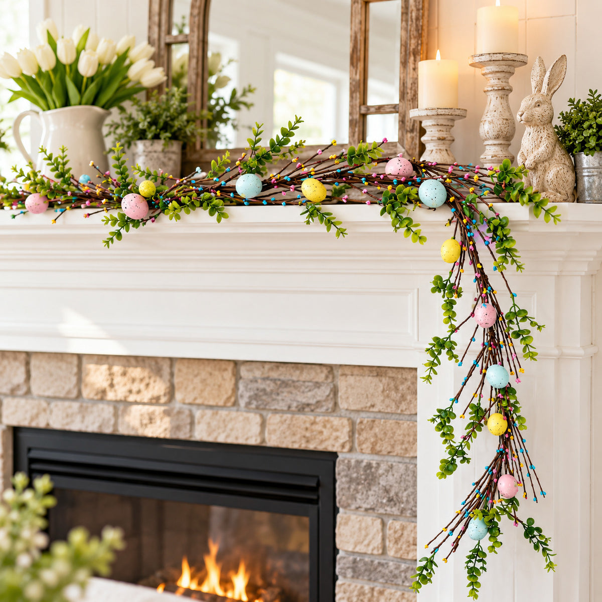 Pastel Easter Egg & Eucalyptus Twig Garland