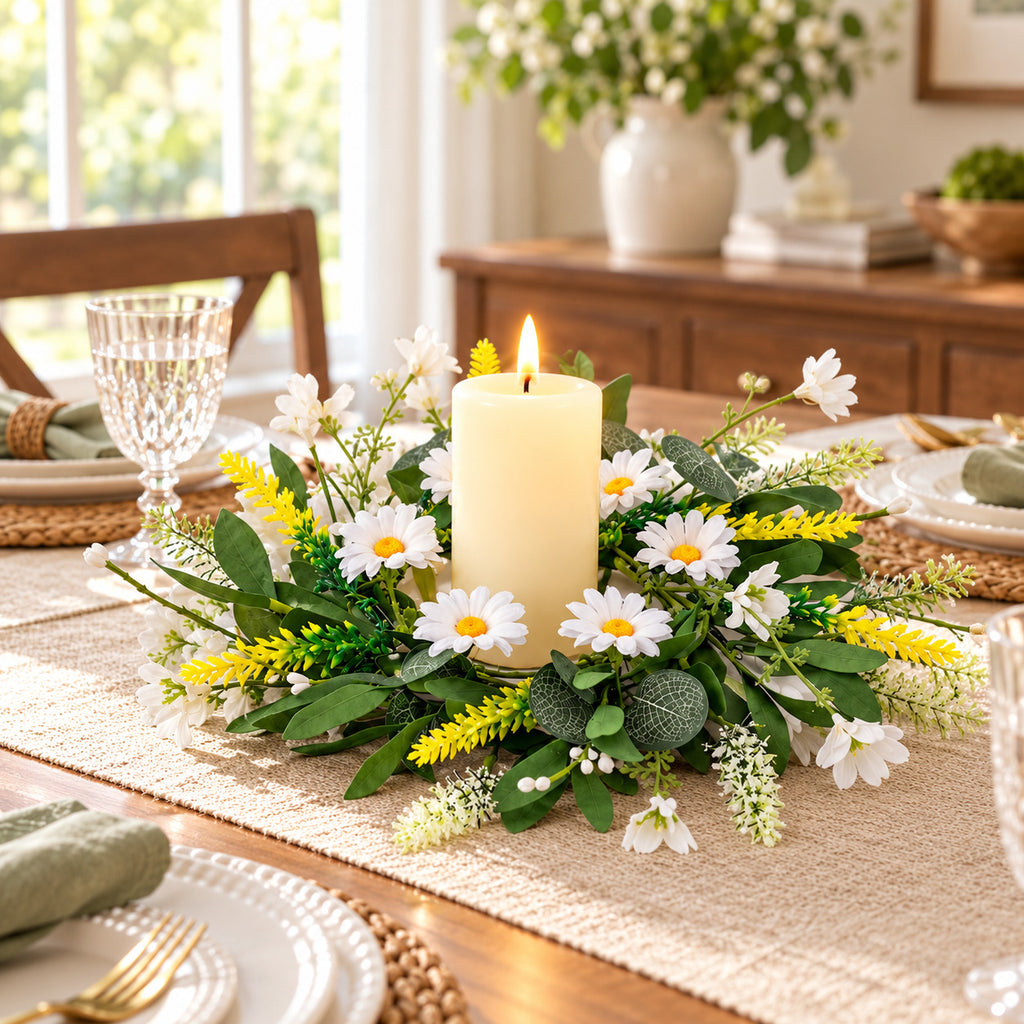 Spring Floral Candle Ring Wreath Collection