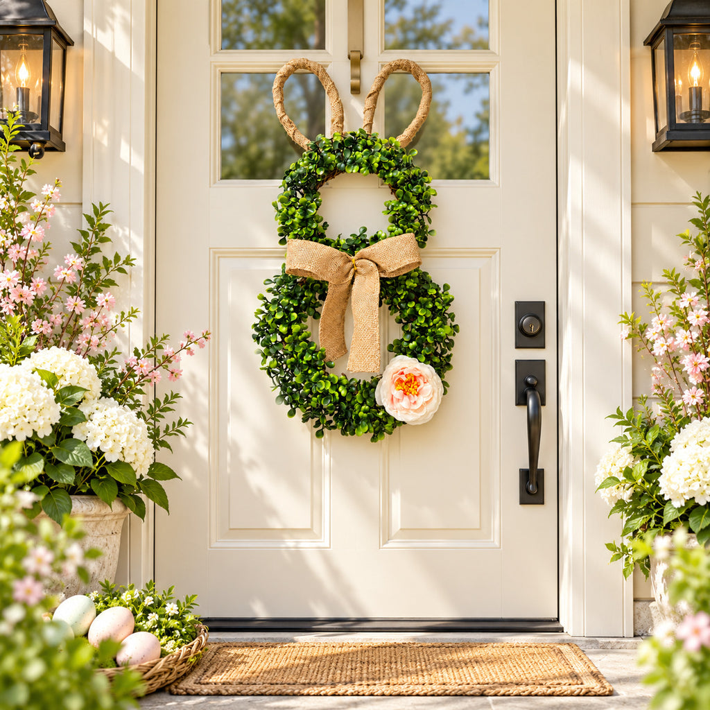 Easter Bunny Greenery Grapevine Wreath