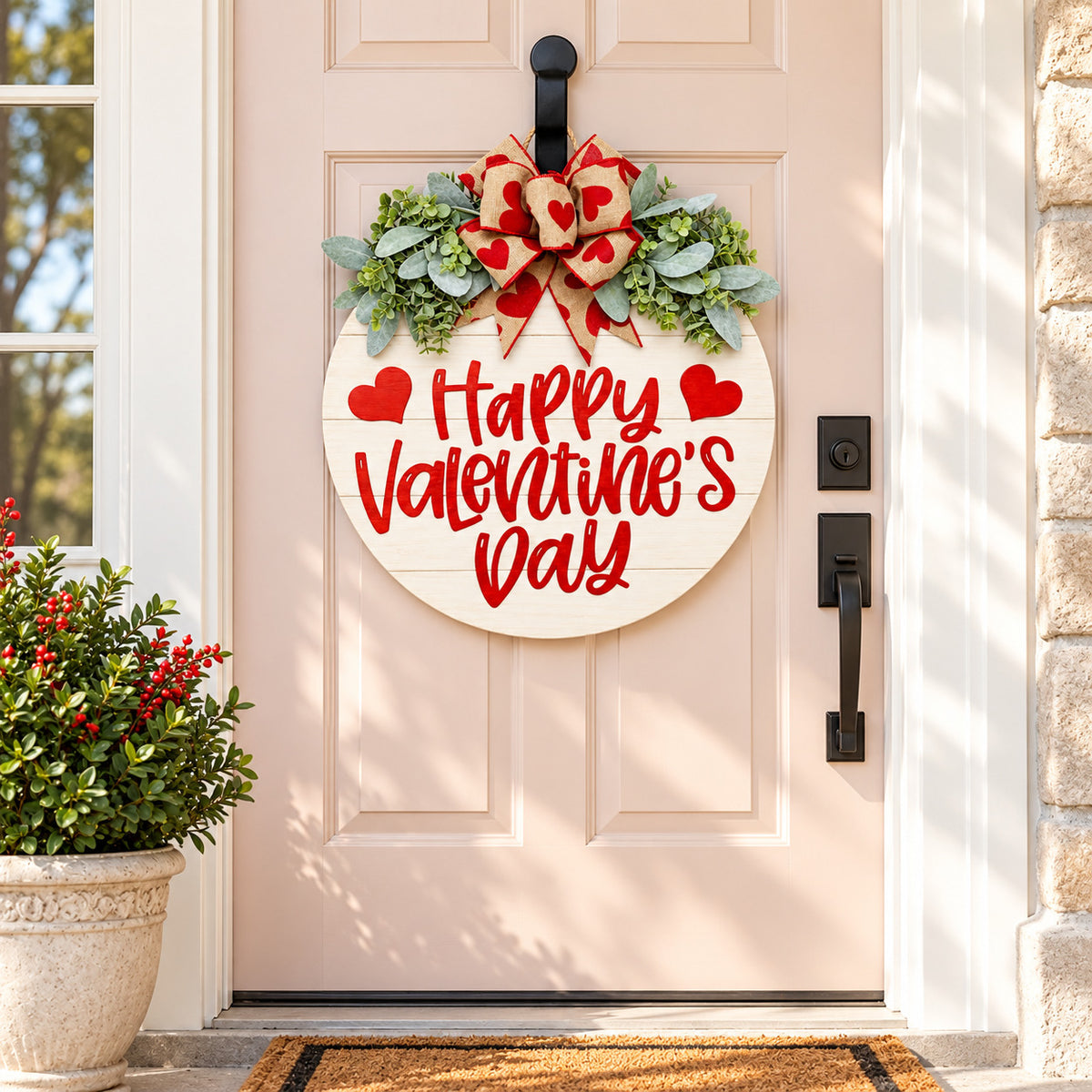 Happy Valentine's Day Heart Door Sign