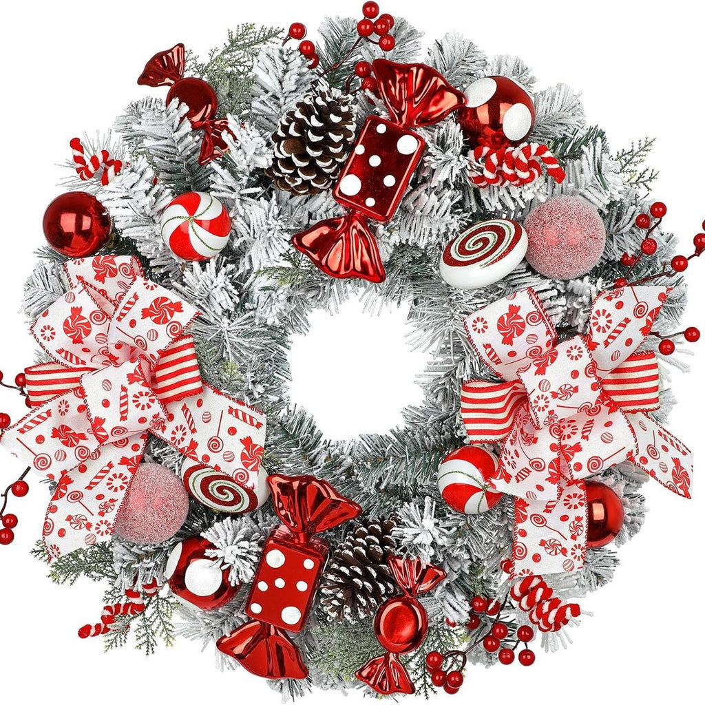 Frosted Christmas Candy Wreath