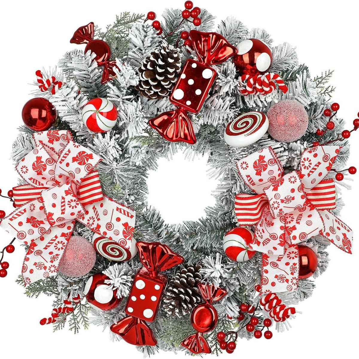 Frosted Christmas Candy Wreath