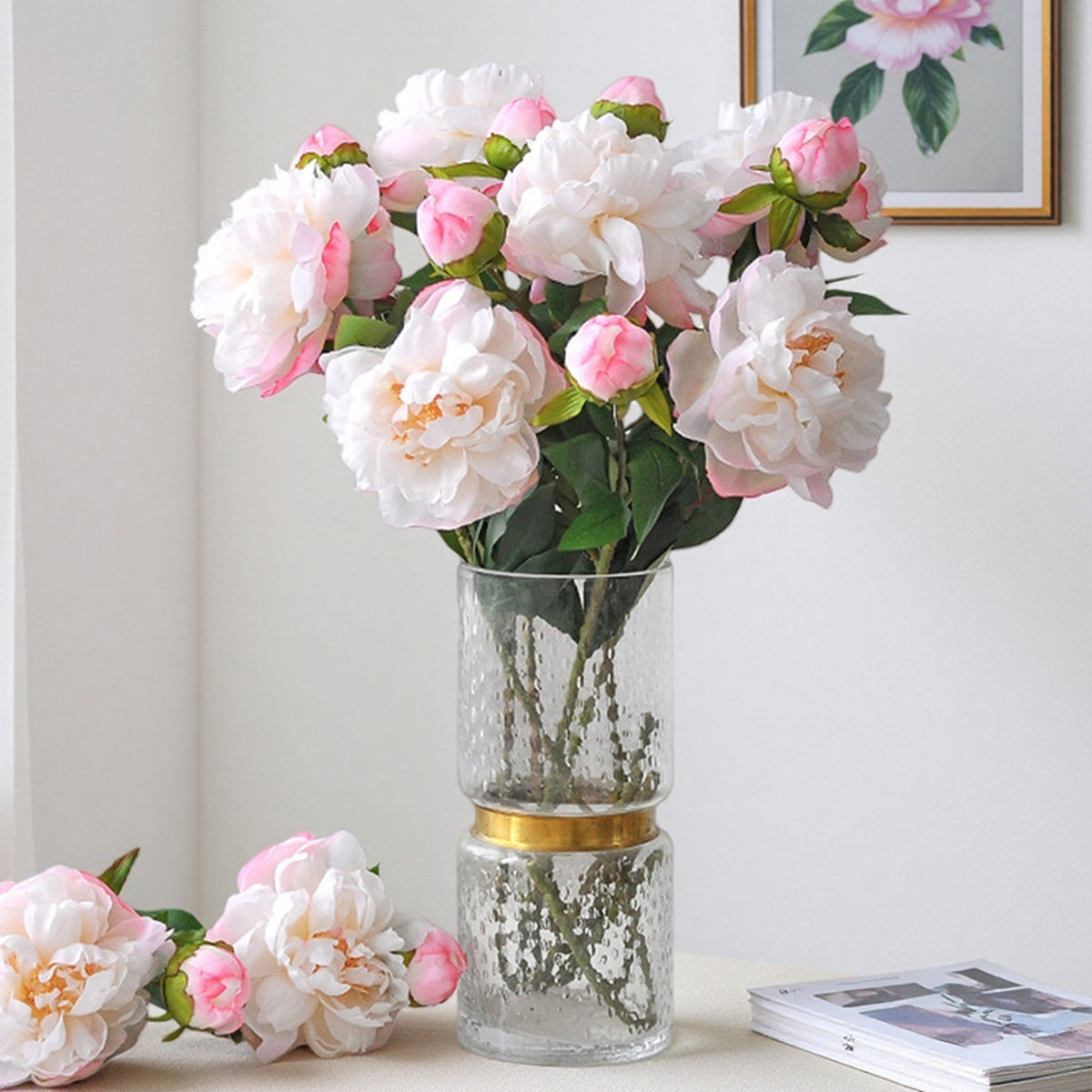 EVERIVELLE Two-Head Artificial Phoenix Peony Stem