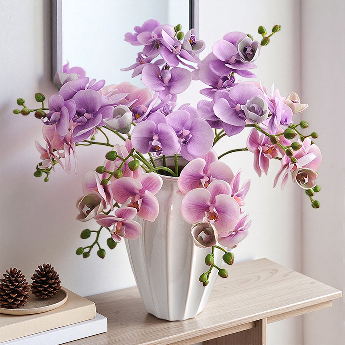 EVERIVELLE 19.7-Inch Mini Soft-Touch Artificial Phalaenopsis Orchid Stem