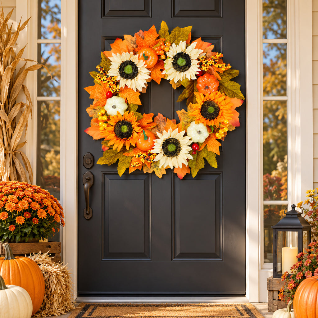Harvest Sunflower & Pumpkin Wreath