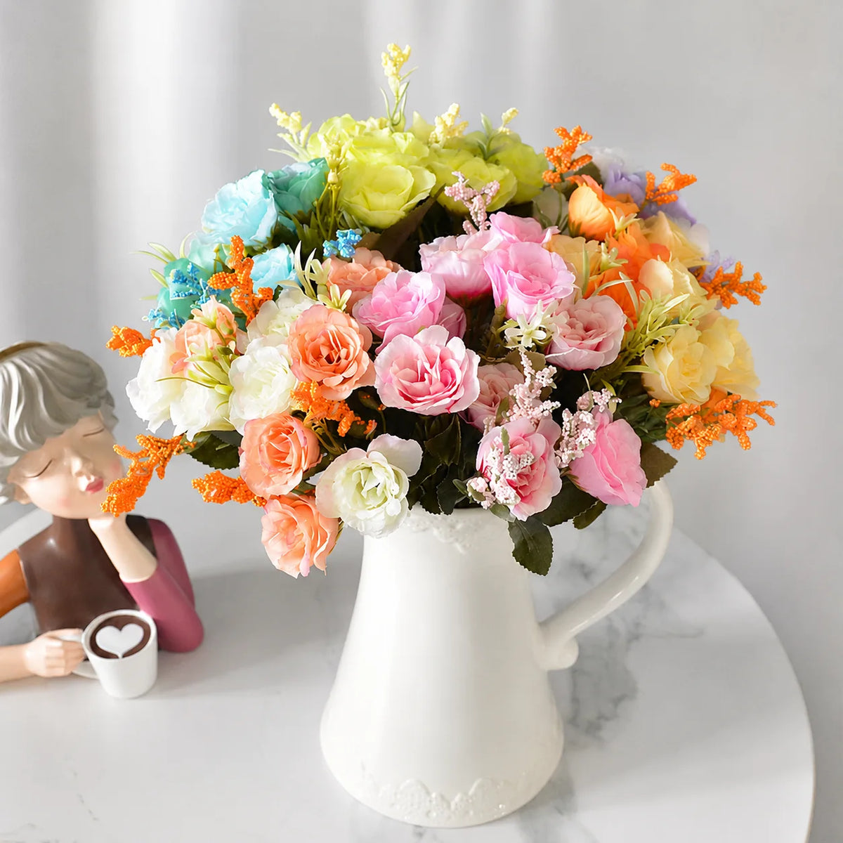 Mini Artificial Rose Bouquet   Elegant Faux Floral Arrangement | EVERIVELLE artificial flowers and garden décor