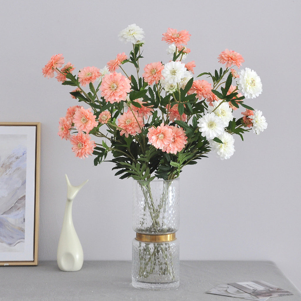 EVERIVELLE 31.5-Inch Nine-Head Artificial Zinnia Spray