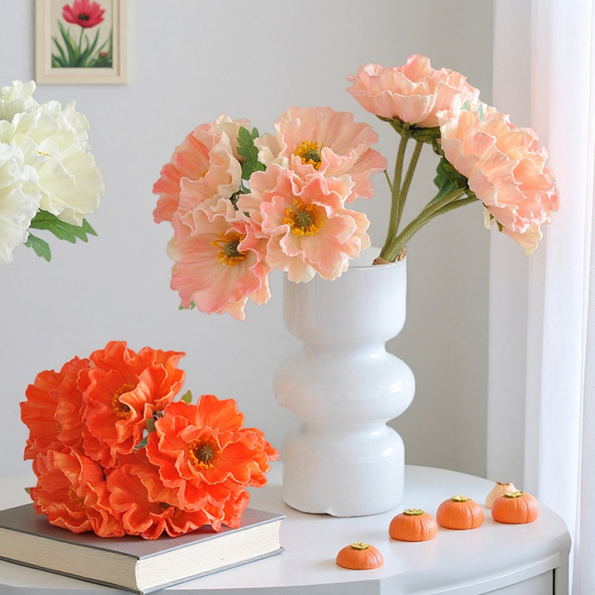 EVERIVELLE Five-Stem Artificial Poppy Bouquet