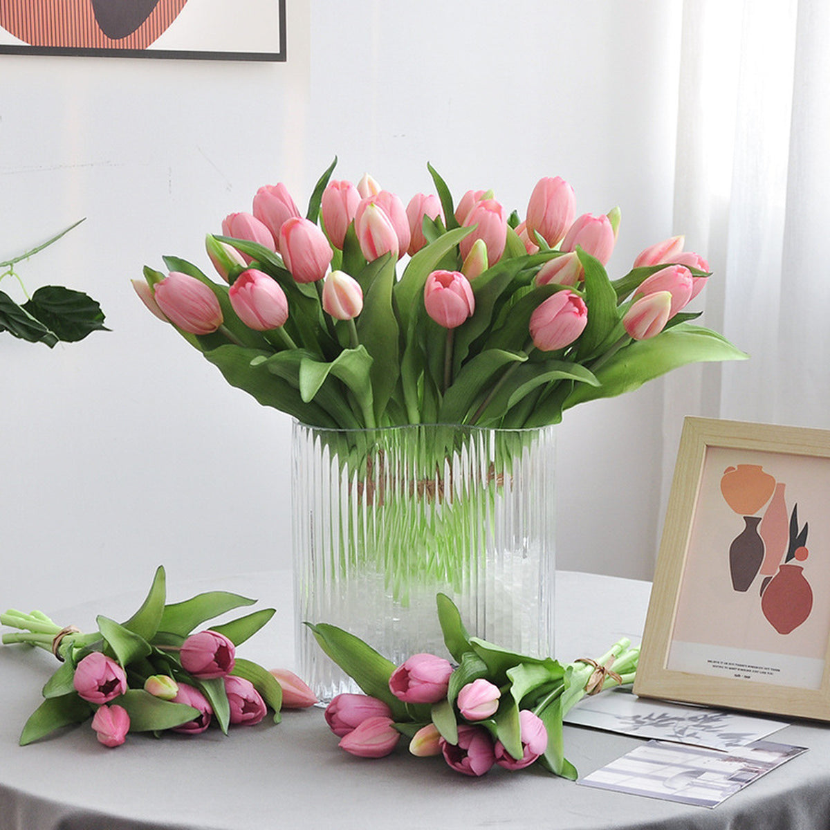 EVERIVELLE Seven-Head Soft-Touch Artificial Tulip Bouquet