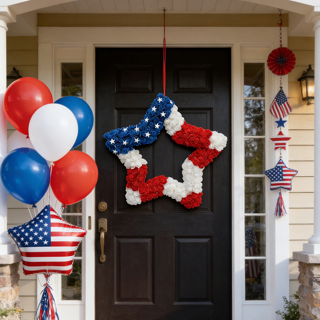 Patriotic Red, White & Blue Star Wreath