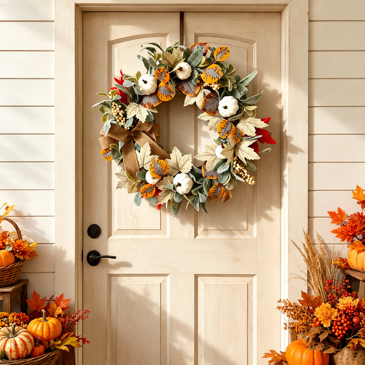White Pumpkin & Eucalyptus Harvest Wreath