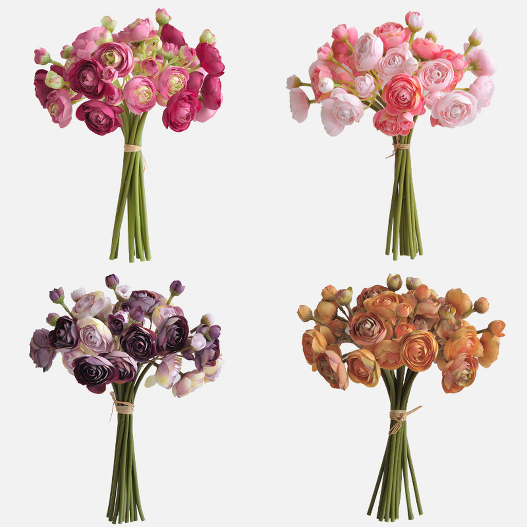 EVERIVELLE 10.2-Inch Artificial Ranunculus Bouquet — 9, 12 or 15 Stems