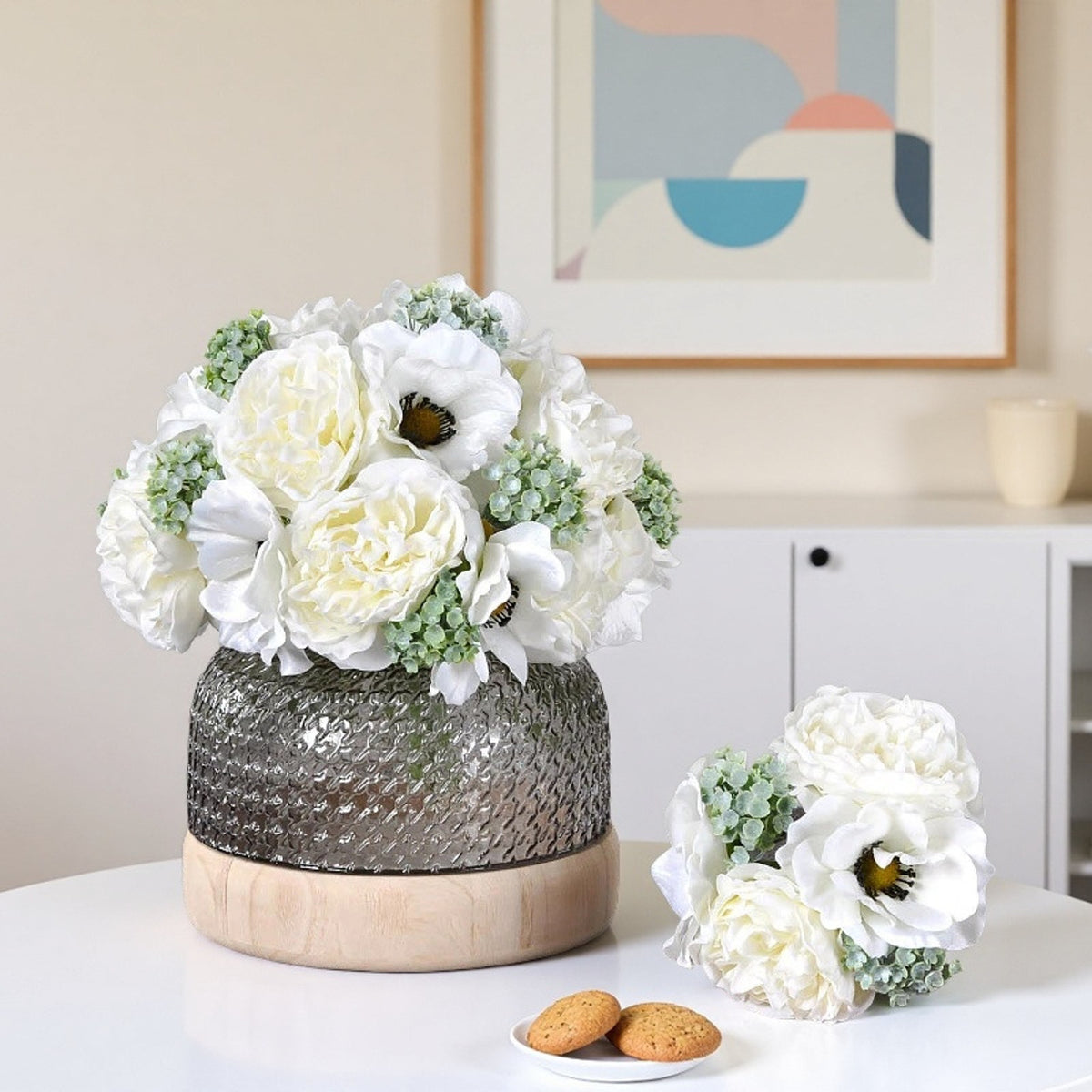 EVERIVELLE Artificial Peony & Anemone Hand-Tied Bouquet