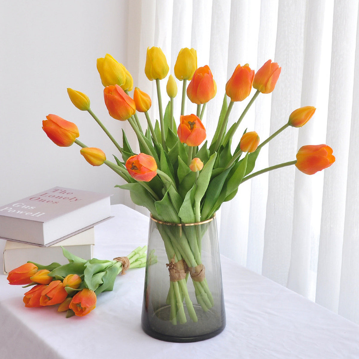 EVERIVELLE 17.7-Inch Seven-Head Soft-Touch Artificial Tulip Bouquet