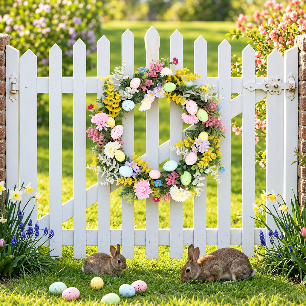 Pastel Easter Egg Floral Wreath