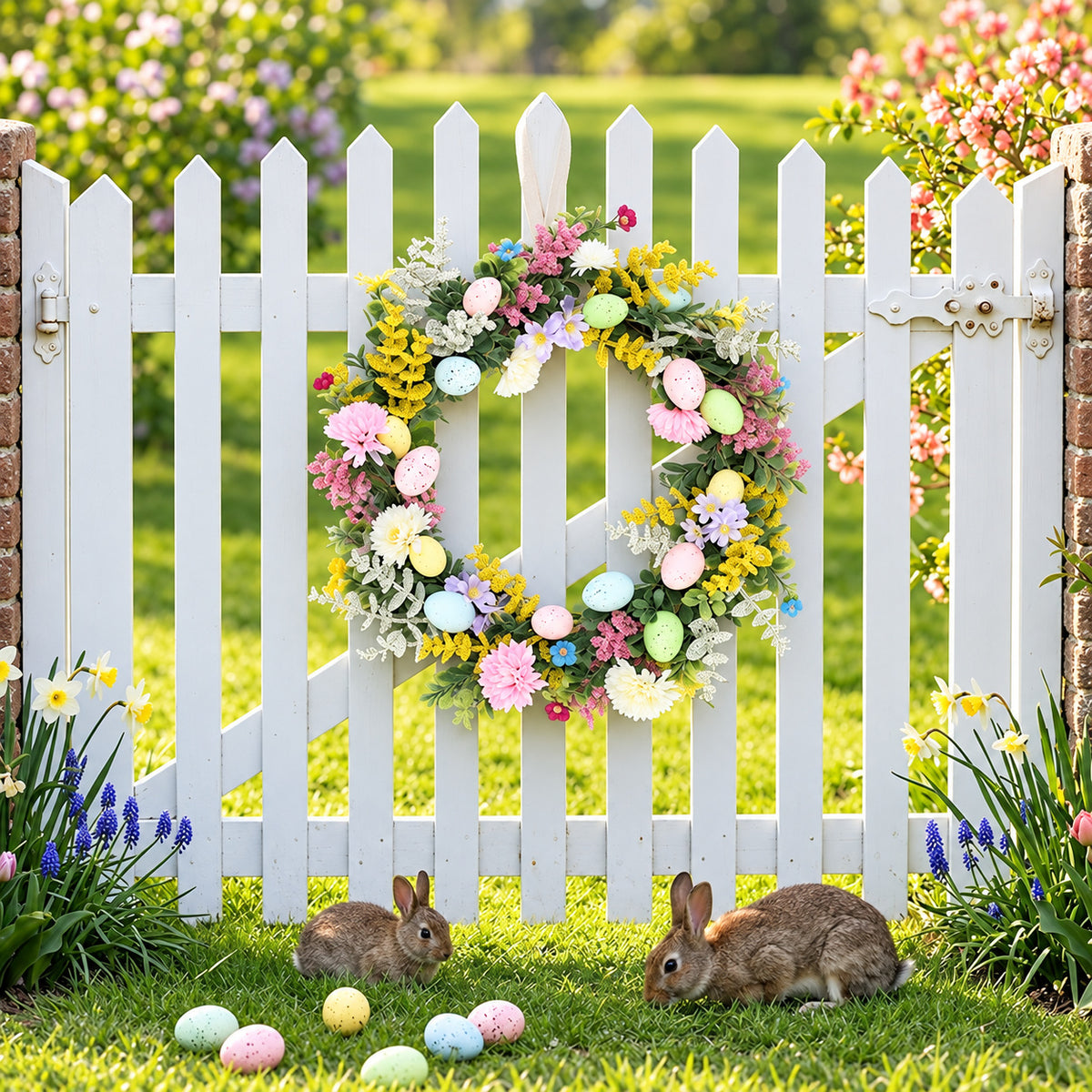 Pastel Easter Egg Floral Wreath