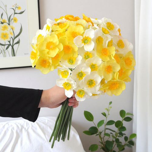 EVERIVELLE 15.7-Inch Three-Stem Artificial Daffodil Bouquet