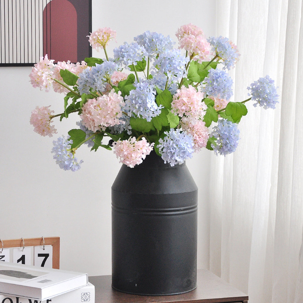 EVERIVELLE 26.4-Inch Three-Head Artificial Snowball Hydrangea Spray