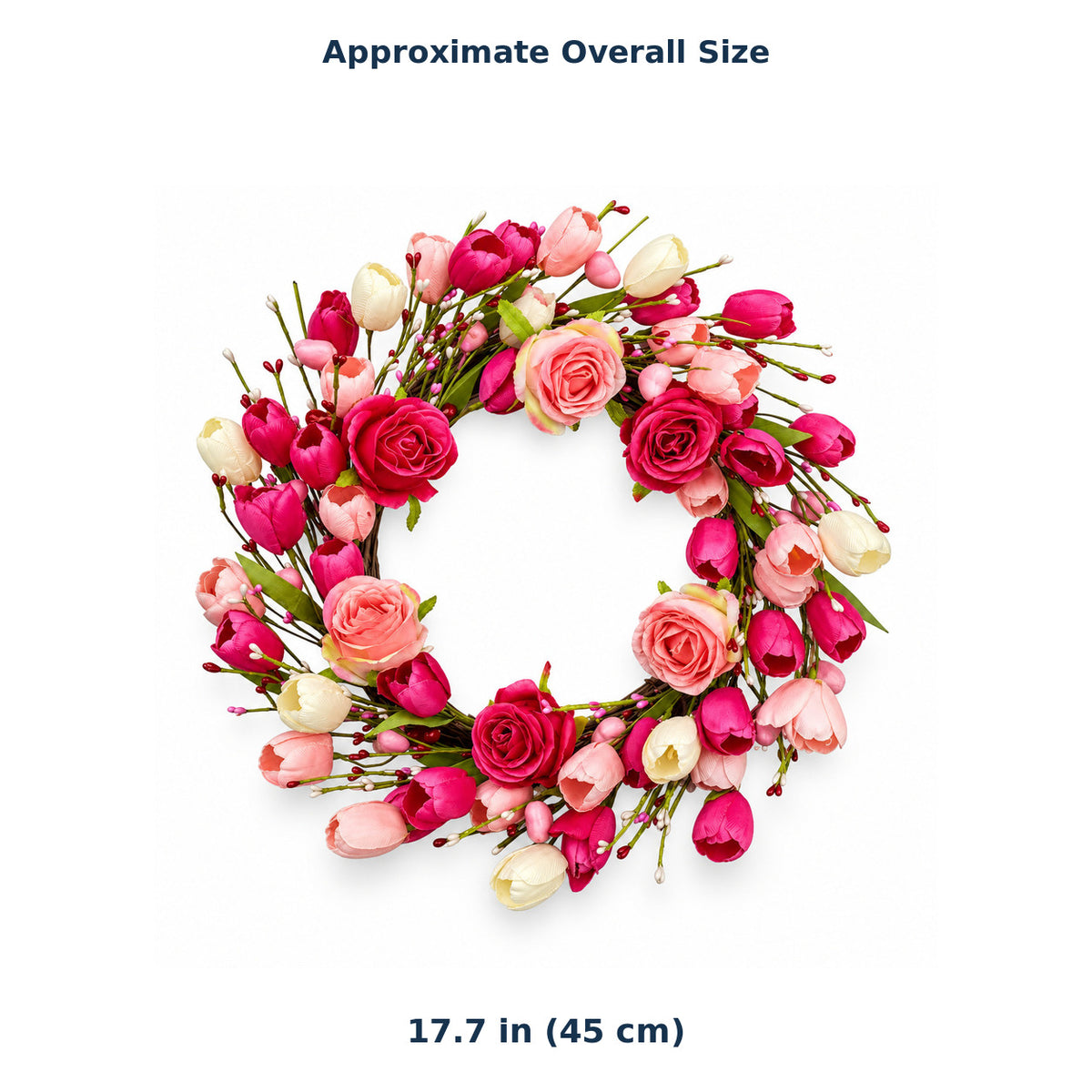 Pink Tulip & Rose Heart-Shaped Wreath