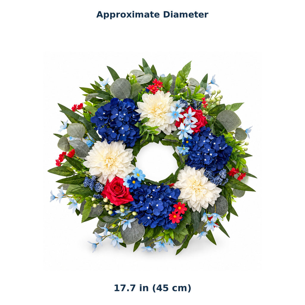 Red, White & Blue Hydrangea Patriotic Wreath